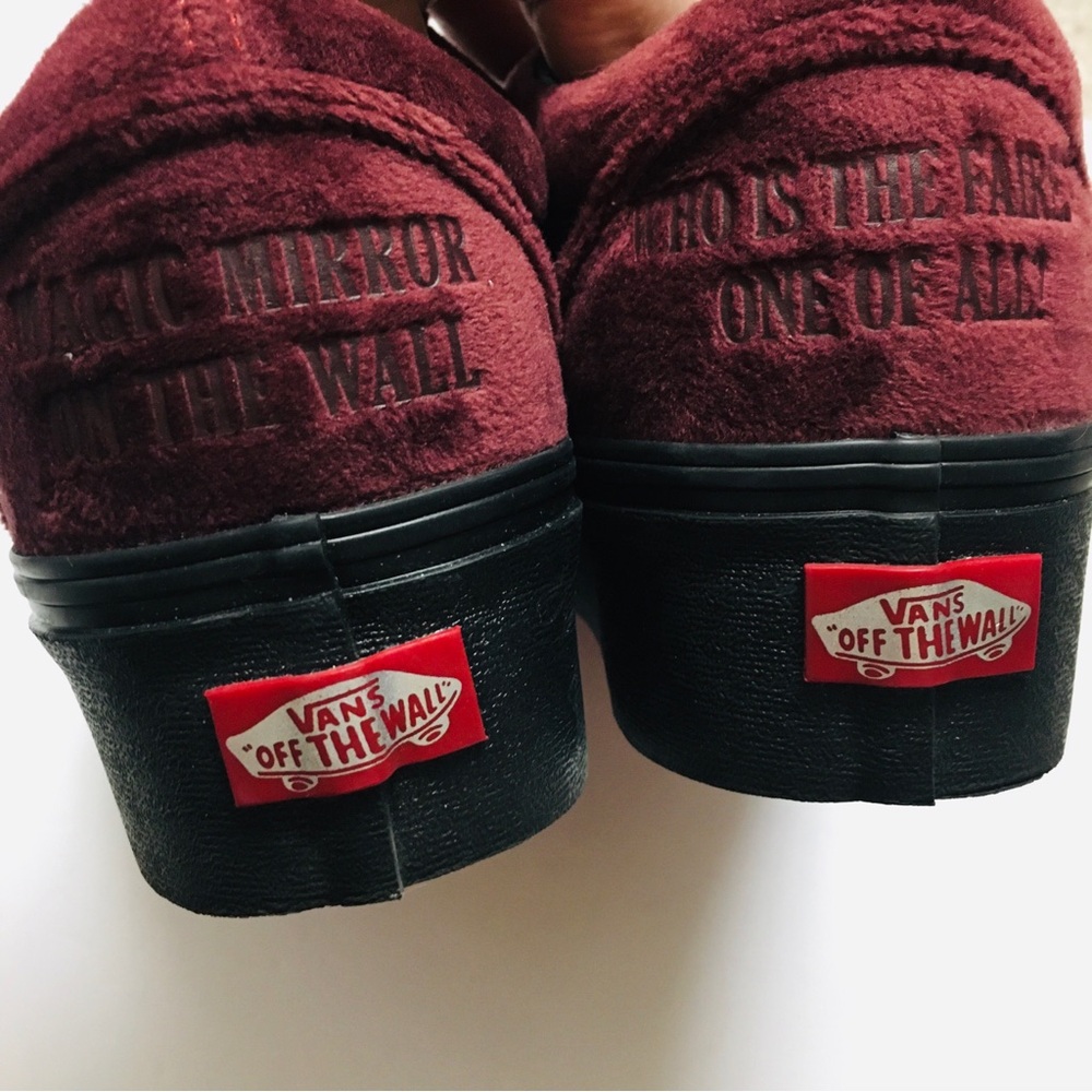 Vans Disney “Magic Mirror On The Wall” Platform Sneakers Size 8 Suede Burgundy - Picture 13 of 15